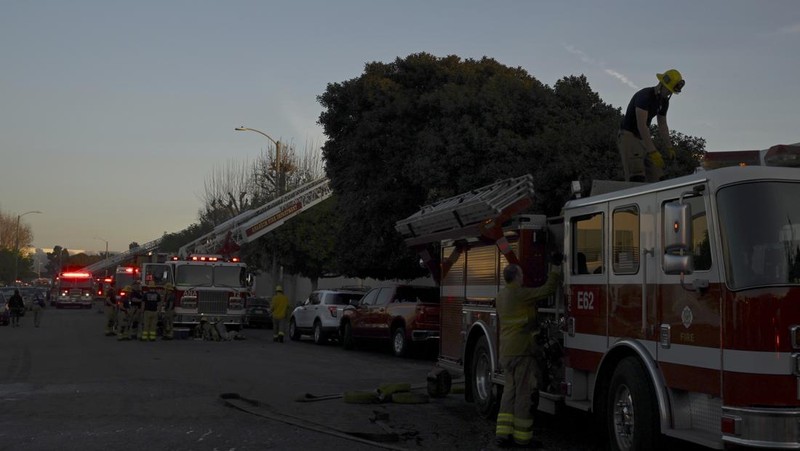 This image taken from video, shows a small plane about to crash into a commercial building in Fullerton, Calif. on Thursday, Jan. 2, 2025. (RUCCI FORGED via AP)