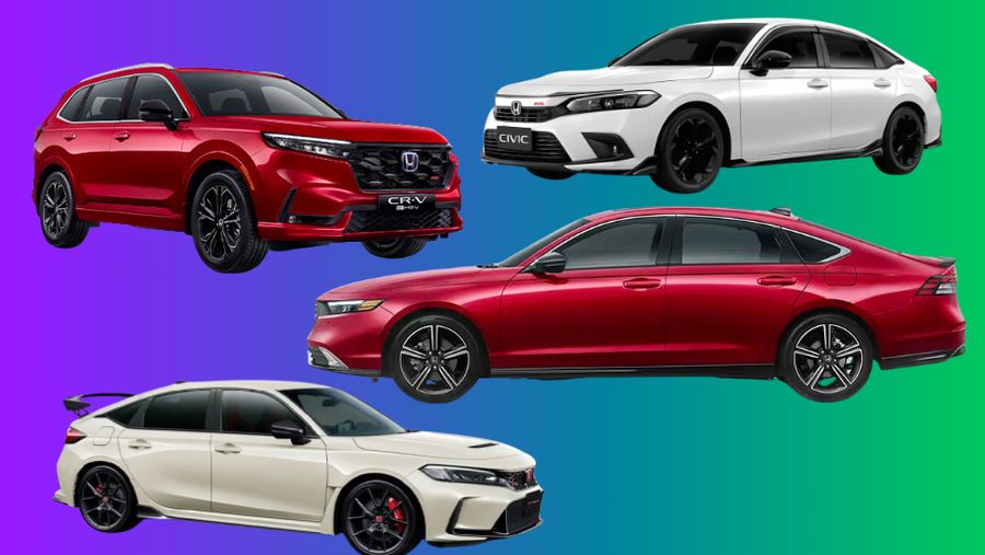 Foto Kombinasi mobil Honda Civic RS, Honda Civic Type R,  All New Honda CR-V, dan Honda Accord. (Dok Honda)