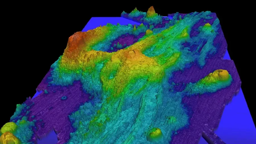 Peta batimetri gunung berapi Axial. (Dok: NOAA)