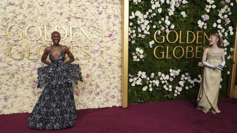 Cynthia Erivo tiba di Golden Globes ke-82 pada hari Minggu, 5 Januari 2025, di Beverly Hilton di Beverly Hills, California. (AP Photo/Chris Pizzello)