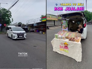 Gokil! Jualan Salad Kaki Lima pakai Mobil Alphard