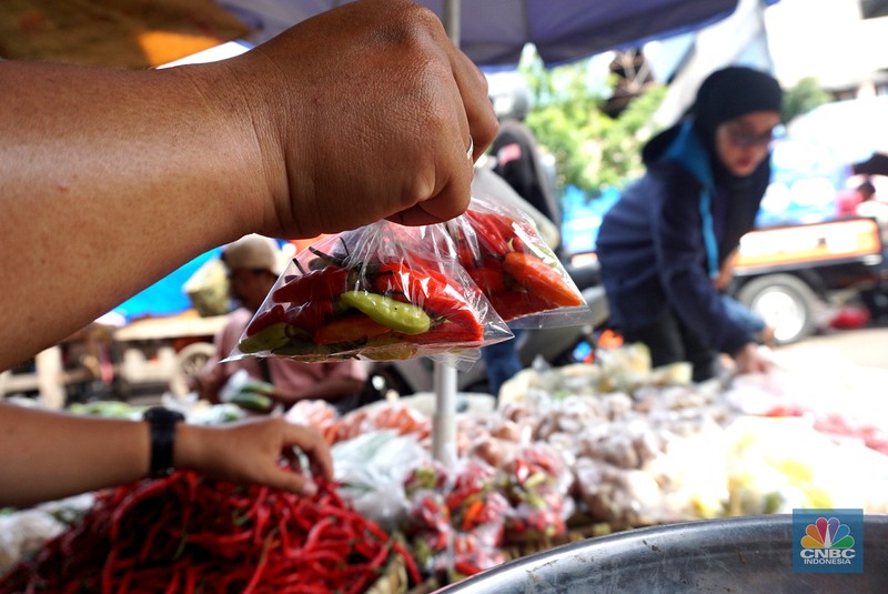 Sejumlah warga membeli cabai di Pasar Minggu, Jakarta, Selasa (7/01/2025). (CNBC Indonesia/Muhammad Sabki) Sejumlah warga membeli cabai di Pasar Minggu, Jakarta, Selasa (7/01/2025). (CNBC Indonesia/Muhammad Sabki)