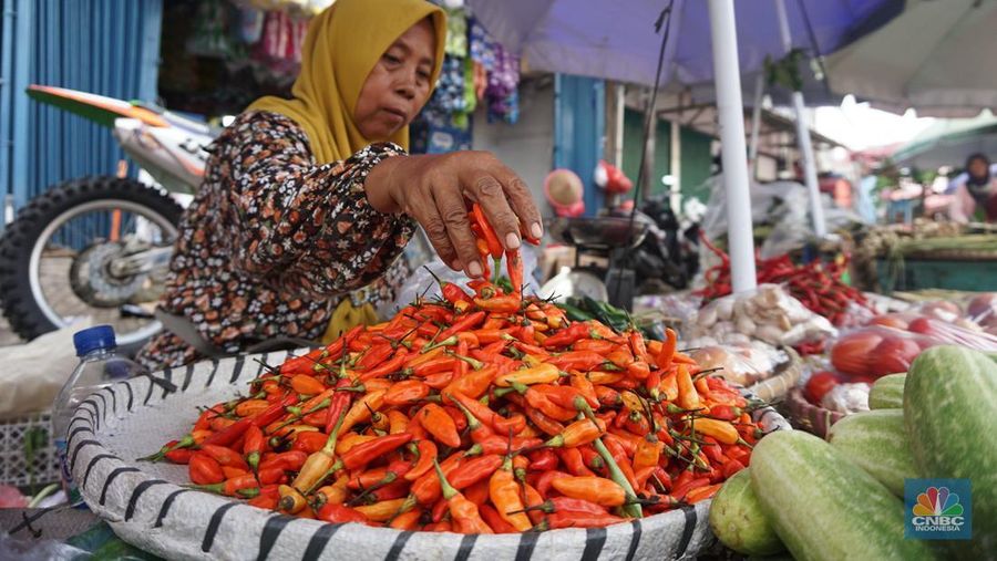 Sejumlah warga membeli cabai di Pasar Minggu, Jakarta, Selasa (7/01/2025). (²©²ÊÍøÕ¾/Muhammad Sabki) Sejumlah warga membeli cabai di Pasar Minggu, Jakarta, Selasa (7/01/2025). (²©²ÊÍøÕ¾/Muhammad Sabki)