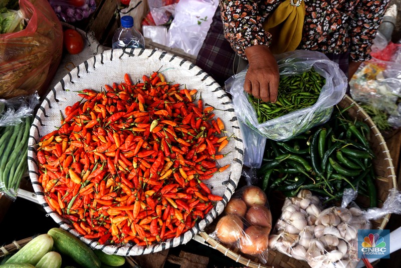 Sejumlah warga membeli cabai di Pasar Minggu, Jakarta, Selasa (7/01/2025). (CNBC Indonesia/Muhammad Sabki) Sejumlah warga membeli cabai di Pasar Minggu, Jakarta, Selasa (7/01/2025). (CNBC Indonesia/Muhammad Sabki)