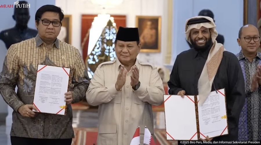Presiden Prabowo Saksikan Penandatanganan MoU Pengembangan Proyek Hunian 1 Juta Unit,8 Jan 2025. (Tangkapan layar youtube Setpres RI)