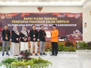 Rober-Adhe Absen Penetapan Bupati-Wabup Karanganyar Terpilih, KPU: Tetap Sah