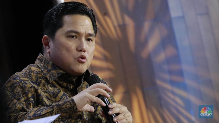 Menteri BUMN Erick Thohir dalam acara diskusi panel MINDialogue 