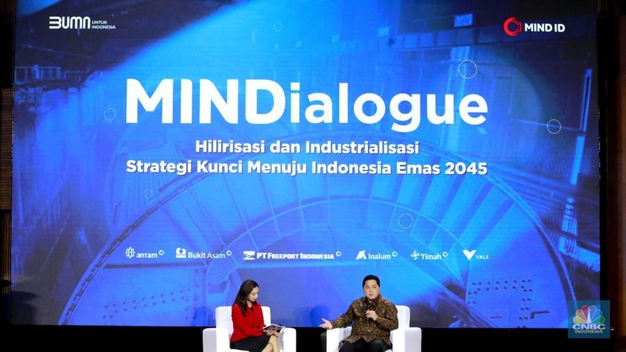 Menteri BUMN Erick Thohir dalam acara diskusi panel MINDialogue 