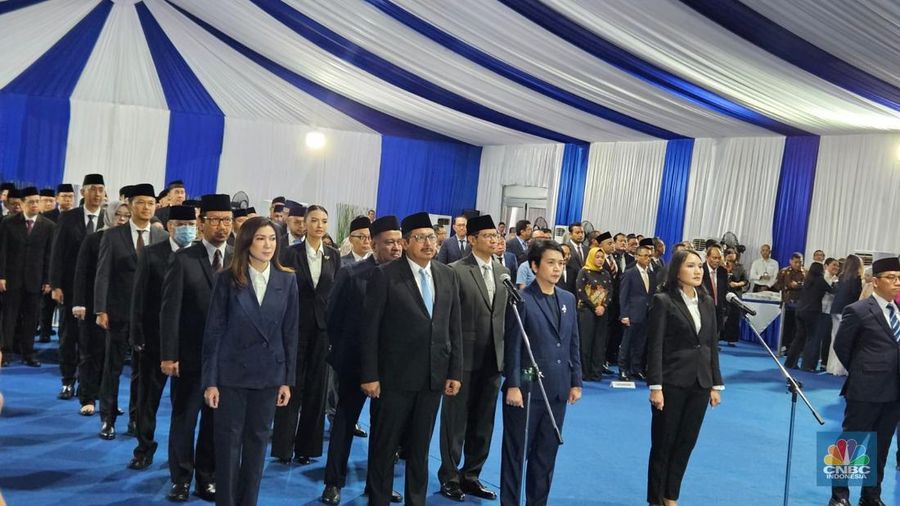 Pelantikan pejabat di Kementerian Komunikasi dan Digital. (CNBC Indonesia/Intan)
