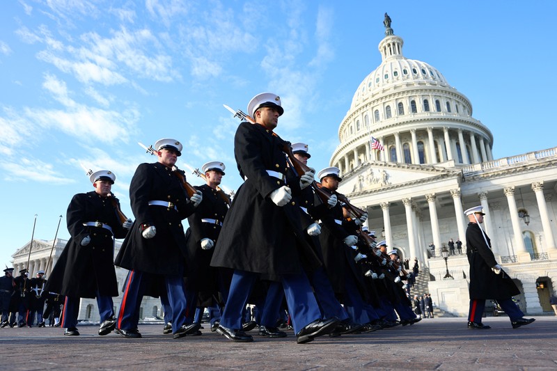 Latihan berlangsung di depan Gedung Capitol AS menjelang pelantikan Presiden terpilih AS Donald Trump, di Washington, AS, 12 Januari 2025. Latihan berlangsung di depan Gedung Capitol AS menjelang pelantikan Presiden terpilih AS Donald Trump, di Washington, AS, 12 Januari 2025. (REUTERS/Fabrizio Bensch)