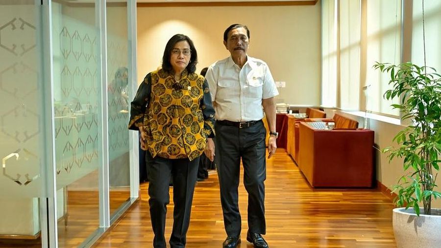 Menteri Keuangan, Sri Mulyani Indrawati melakukan diskusi dengan Ketua Dewan Ekonomi Nasional, Luhut Binsar Pandjaitan membahas langkah-langkah strategis dalam rangka pengembangan government technology, termasuk sinkronisasi dengan Coretax. (Instagram/smindrawati)