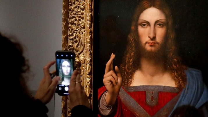 Lukisan Salvator Mundi karya Leonardo da Vinci. (Francois Guillot / AFP)