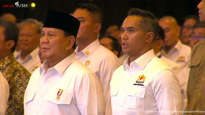 Presiden Prabowo Subianto saat menghadiri Munas Konsolidasi Persatuan Kadin Indonesia, Jakarta, Kamis (16/1/2025). (Tangkapan Layar Youtube Sekretariat Presiden)