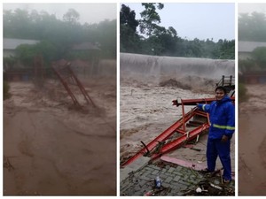 Detik-detik Jembatan Sumur Putri Bandar Lampung Ambruk Diterjang Banjir