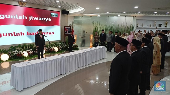 Menteri Perumahan dan Kawasan Permukiman Maruarar Sirait lantik 8 Pejabat Tinggi Madya di Lingkungan Kementerian PKP, Jakarta, Senin, 20/1/2025. (CNBC Indonesia/Ferry Sandi)