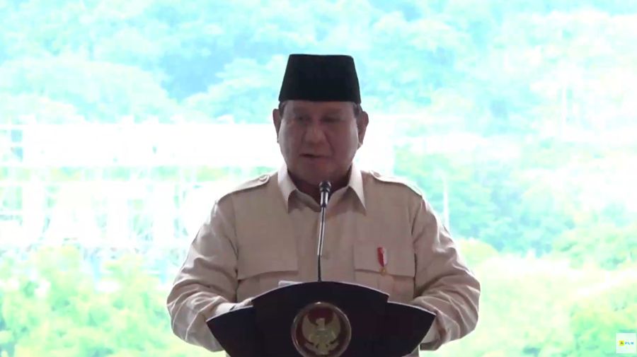 Presiden Prabowo dalam Peresmian Pembangkit Listrik, Transmisi, dan Gardu Induk di 18 Provinsi pada senin (20/1/2025). (Tangkapan Layar Youtube PT PLN (Persero))