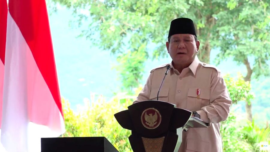 Presiden Prabowo dalam Peresmian Pembangkit Listrik, Transmisi, dan Gardu Induk di 18 Provinsi pada senin (20/1/2025). (Tangkapan Layar Youtube PT PLN (Persero))