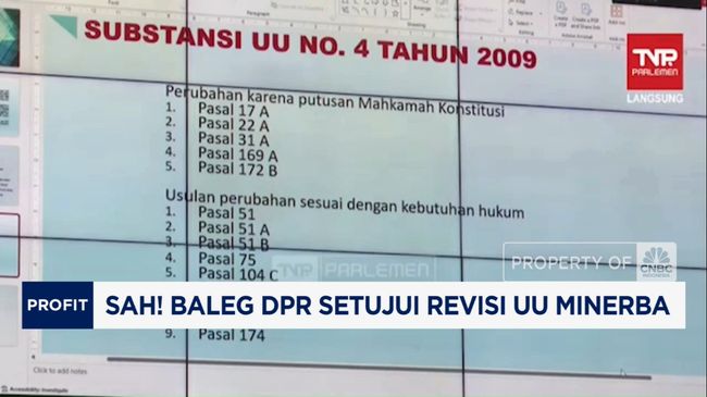 Video: Sah! Baleg DPR Setujui Revisi UU Minerba