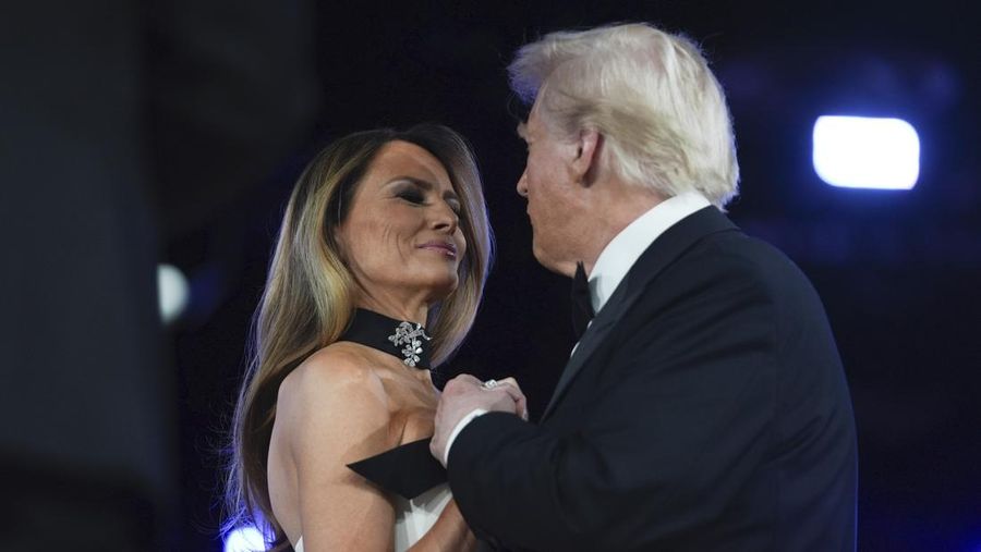 President Donald Trump and first lady Melania Trump dance at the Liberty Ball, part of the 60th Presidential Inauguration, Monday, Jan. 20, 2025, in Washington. (AP Photo/Evan Vucci)