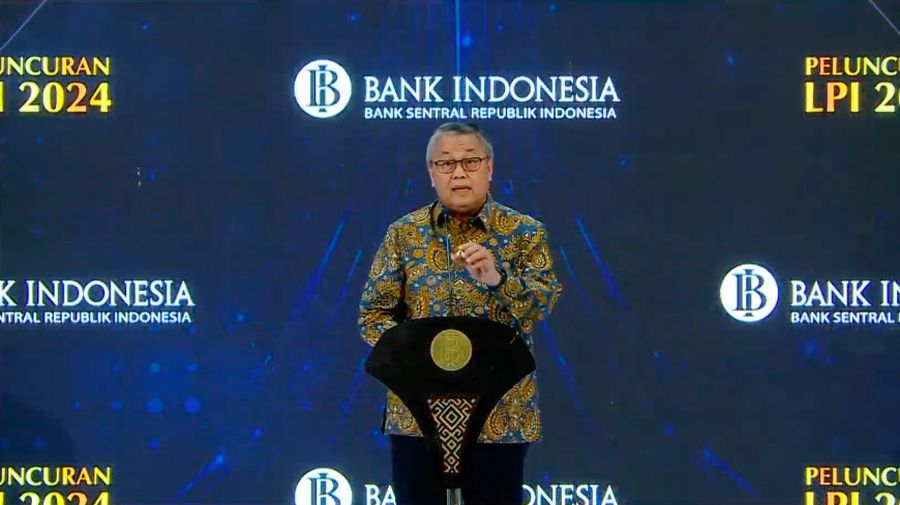 Gubernur Bank Indonesia, Perry Warjiyo memberikan sambutan dalam Peluncuran Laporan Perekonomian Indonesia (LPI) 2024. (Tangkapan Layar Youtube Bank Indonesia Channel)