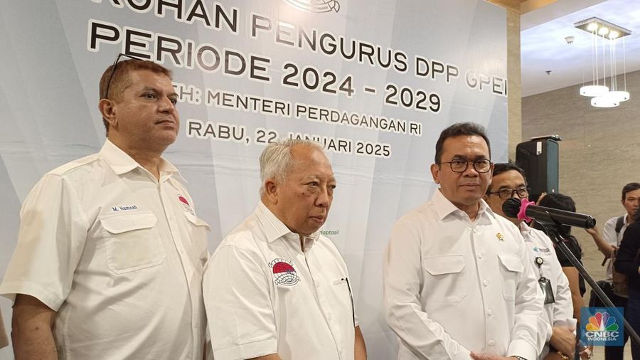 Menteri Perdagangan (Mendag) Budi Santoso saat konferensi pers di kantor Kementerian Perdagangan (Kemendag), Rabu (22/1/2025). (²©²ÊÍøÕ¾/Martyasari Rizky)