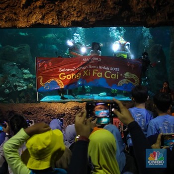 Intip Atraksi Barongsai-Mermaid di Akuarium Raksasa