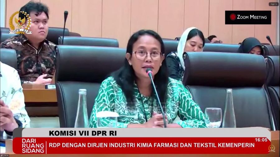 Direktur Semen Kemenperin Putu Nadi saat RDP Kemenperin bersama Komisi VII DPR di Jakarta, Kamis (23/1/2025). (Tangkapan Layar Youtube Komisi VII DPR RI)