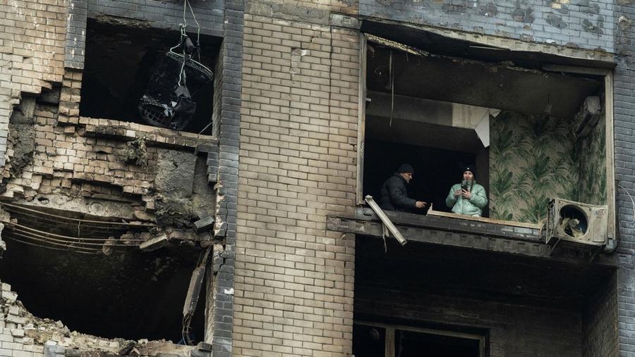 A view shows a residential building damaged during a Russian drone attack, amid Russia's attack on Ukraine, in the city of Hlevakha in Kyiv region, Ukraine January 24, 2025. Kyiv Regional Military Civil Administration via Telegram/Handout via REUTERS  THIS IMAGE HAS BEEN SUPPLIED BY A THIRD PARTY. MANDATORY CREDIT. NO RESALES. NO ARCHIVES.