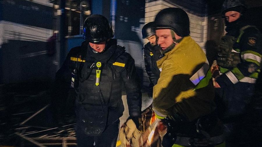 A view shows a residential building damaged during a Russian drone attack, amid Russia's attack on Ukraine, in the city of Hlevakha in Kyiv region, Ukraine January 24, 2025. Kyiv Regional Military Civil Administration via Telegram/Handout via REUTERS  THIS IMAGE HAS BEEN SUPPLIED BY A THIRD PARTY. MANDATORY CREDIT. NO RESALES. NO ARCHIVES.