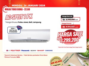 AC Split 1 PK Diskon di Transmart Full Day Sale, Bisa Hemat Rp 1,2 Juta.