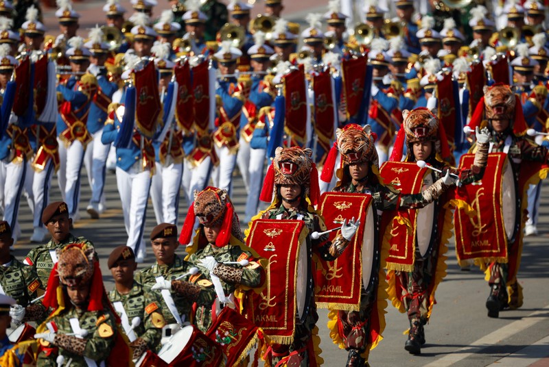 India Republic Day Indonesian National Armed march on the ceremonial street Kartavyapath during India's Republic Day parade celebrations in New Delhi, India, Sunday, Jan. 26, 2025. (AP Photo/Channi Anand)