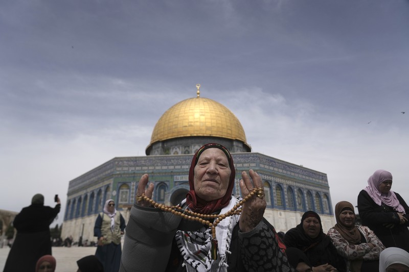 Rain clouds loom over the Dome of the Rock Mosque in the Al-Aqsa Mosque compound in the Old City of Jerusalem, Friday, Jan. 24, 2025. (AP Photo/Mahmoud Illean)