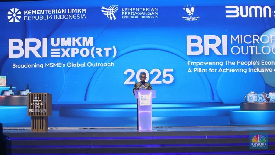 Opening ceremony BRI UMKM EXPO(RT) dan BRI Microfinance Outlook 2025 di Nusantara Hall, ICE BSD, Tangerang, Banten, Kamis (30/1/2025). (CNBC Indonesia/Faisal Rahman)