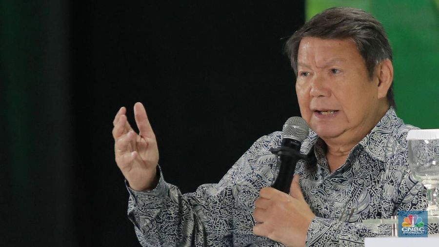 Utusan Khusus Presiden RI Bidang Iklim dan Energi, Hashim Djojohadikusumo memberikan paparan dalam ESG Sustainbility Forum 2025 di Menara Bank Mega, Jakarta, Jumat (31/1/2025). (CNBC Indonesia/Muhammad Sabki)