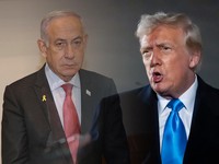 Foto kolase Donald Trump dan Benjamin Netanyahu. (AP Photo)