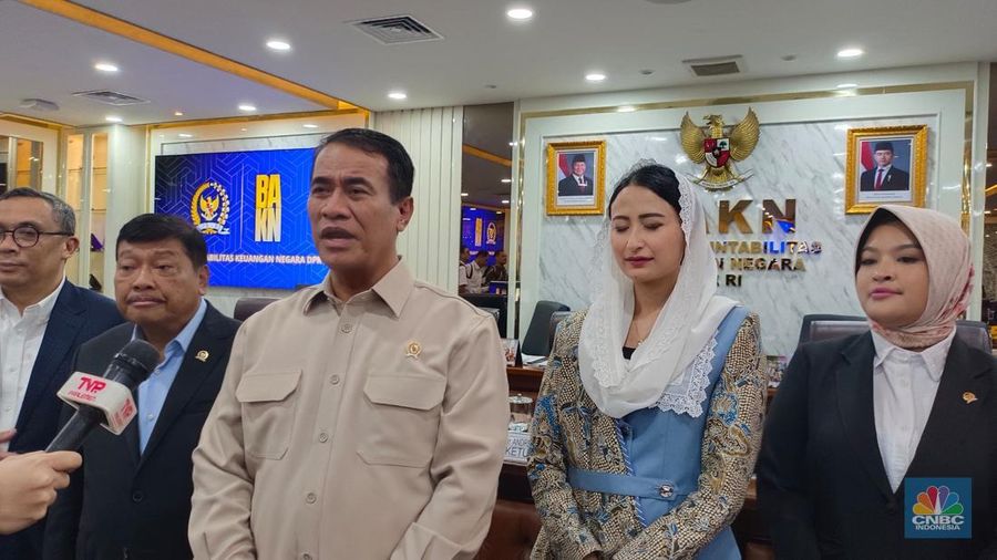 Menteri Pertanian (Mentan) Amran Sulaiman saat ditemui di kompleks parlemen, Jakarta, Senin (3/2/2025). (CNBC Indonesia/Martyasari Rizky)