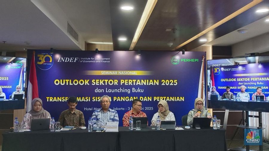 Seminar Nasional Outlook Sektor Pertanian 2025 INDEF di Hotel Manhattan Jakarta, Senin (3/2/2025). (CNBC Indonesia/Martyasari RIzky)