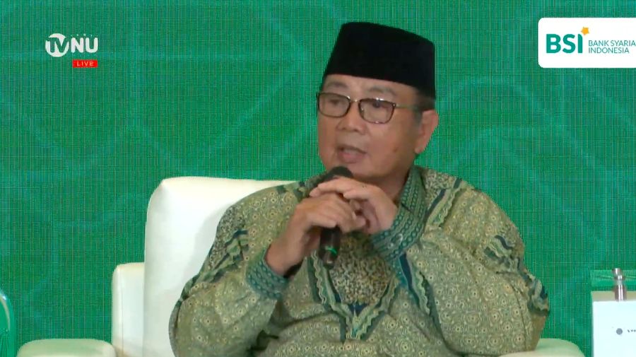 Mantan Ketua Dewan Pakar Tim Kampanye Nasional Prabowo-Gibran yang juga eks Gubernur BI Burhanudin Abdullah dalam Sarasehan Ulama. (Tangkapan Layar Youtube TVNU Televisi Nahdlatul Ulama)