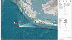Gempa M 6,2 di Samudra Hindia Sebelah Barat Daya Indonesia