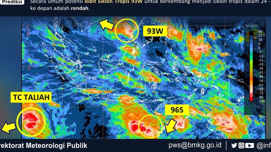 Penampakan Siklon Tropis terpantau BMKG, picu gangguan cuaca di Indonesia 10-11 Februari 2025. ( Dok. BMKG)