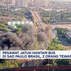 Video: Pesawat Jatuh Hantam Bus di Sao Paulo Brasil, 2 Orang Tewas
