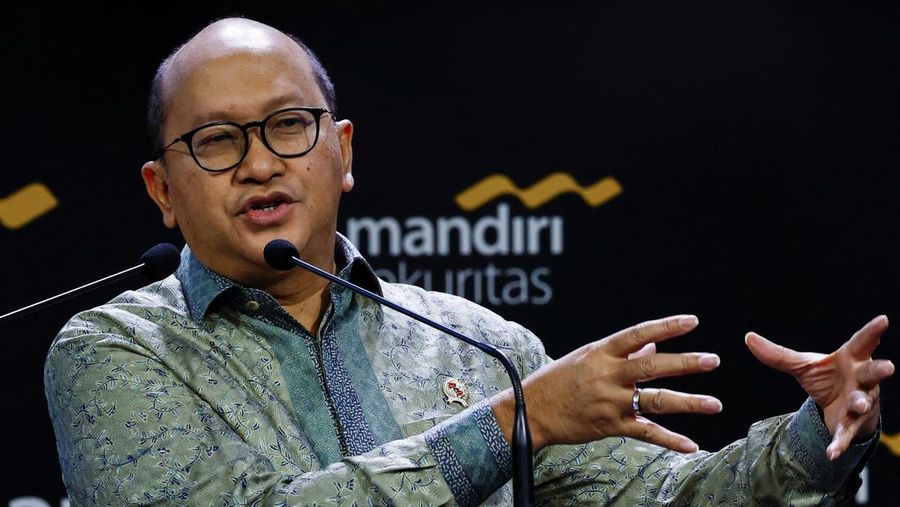 Menteri Investasi Indonesia Rosan Roeslani menyampaikan pidatonya pada Mandiri Investment Forum di Jakarta, Indonesia, 11 Februari 2025. REUTERS/Willy Kurniawan