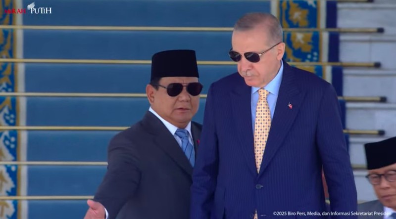 Prabowo Subianto - Recep Tayyip Erdogan Upacara Penyambutan Kenegaraan Presiden Türkiye Recep Tayyip Erdoğan, 12 Februari 2025. (Tangkapan Layar Youtube/Sekretriat Presiden RI)