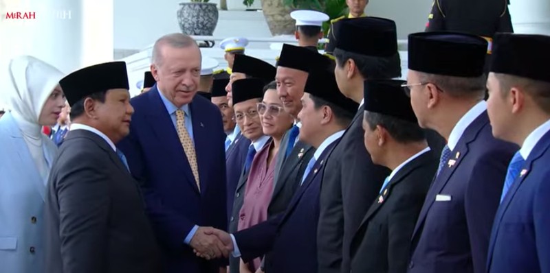 Prabowo Subianto - Recep Tayyip Erdogan Upacara Penyambutan Kenegaraan Presiden Türkiye Recep Tayyip Erdoğan, 12 Februari 2025. (Tangkapan Layar Youtube/Sekretriat Presiden RI)