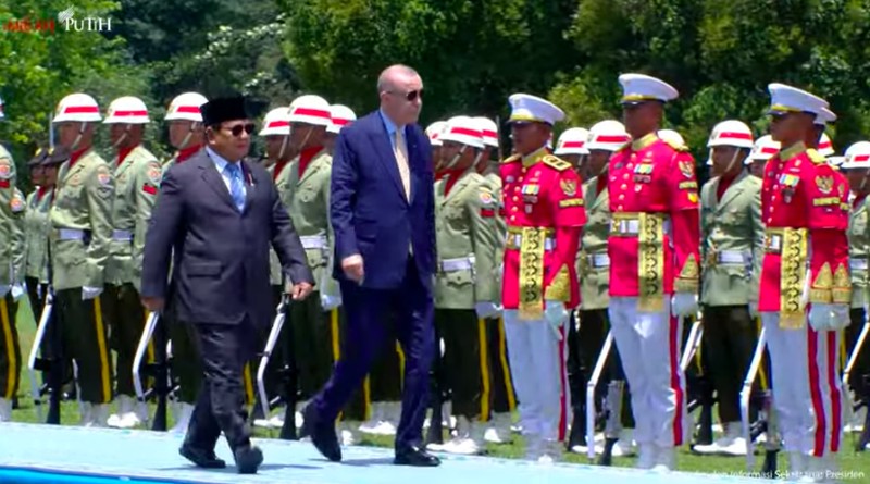 Prabowo Subianto - Recep Tayyip Erdogan Upacara Penyambutan Kenegaraan Presiden Türkiye Recep Tayyip Erdoğan, 12 Februari 2025. (Tangkapan Layar Youtube/Sekretriat Presiden RI)