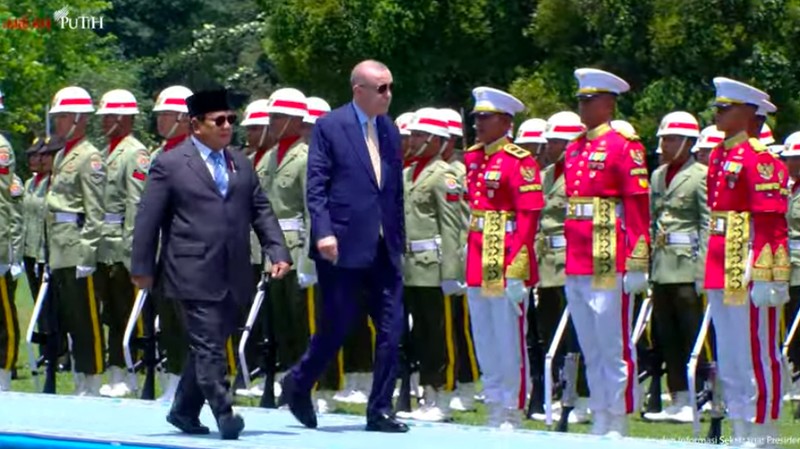 Upacara Penyambutan Kenegaraan Presiden Türkiye Recep Tayyip Erdoğan, 12 Februari 2025. (Tangkapan Layar Youtube/Sekretriat Presiden RI)