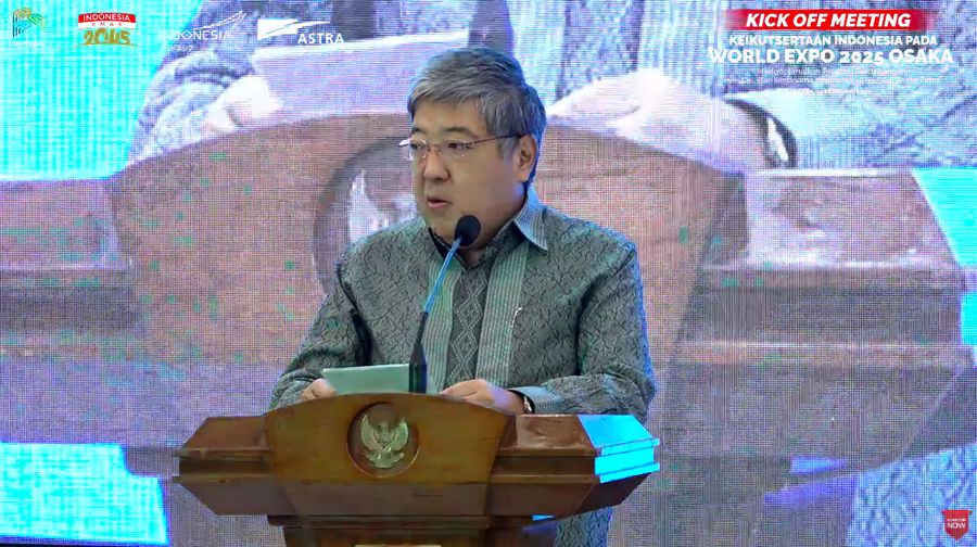 Duta Besar Jepang untuk Indonesia, Masaki Yasushi memberikan sambutan dalam Kick Off Meeting Keikutsertaan Indonesia pada World Expo 2025 Osaka. (Tangkapan Layar Bappenas RI)