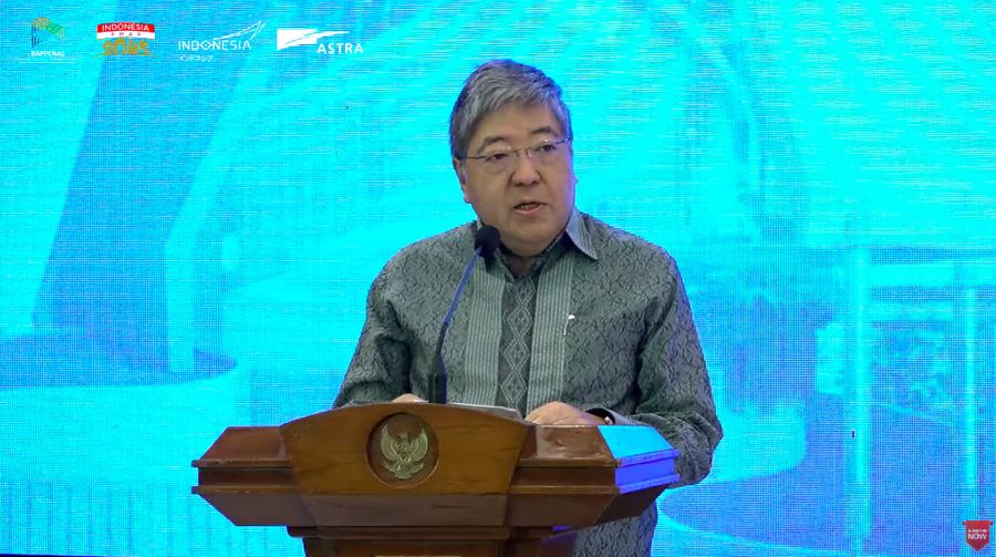 Duta Besar Jepang untuk Indonesia, Masaki Yasushi memberikan sambutan dalam Kick Off Meeting Keikutsertaan Indonesia pada World Expo 2025 Osaka. (Tangkapan Layar Bappenas RI)