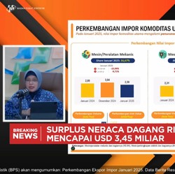 Video: BPS: RI Surplus Neraca dagang USD 3,45 Miliar di Januari 2025
