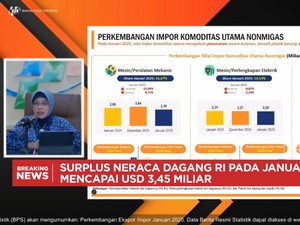 Video: BPS: RI Surplus Neraca dagang USD 3,45 Miliar di Januari 2025